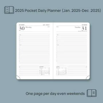 POPRUN 2025 Small Daily Planner (Purse Size 4" x 6.25"), One Page Per Day Even Weekends - 2025 Daily Calendar Hourly, Agenda 2025 Appointment Book with Pocket, PU Leather Softcover - Night Sky Blue