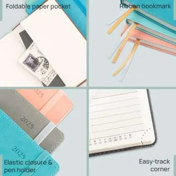 POPRUN 2025 Small Daily Planner (Purse Size 4" x 6.25"), One Page Per Day Even Weekends - 2025 Daily Calendar Hourly, Agenda 2025 Appointment Book with Pocket, PU Leather Softcover - Night Sky Blue