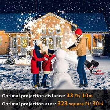 Christmas Snowflake Projector Lights Outdoor Indoor Double Adjustable Head Waterproof LED Snowfall Projector Decorative Lighting Projection for Patio Landscape Garden Yard Outside Xmas Decorations