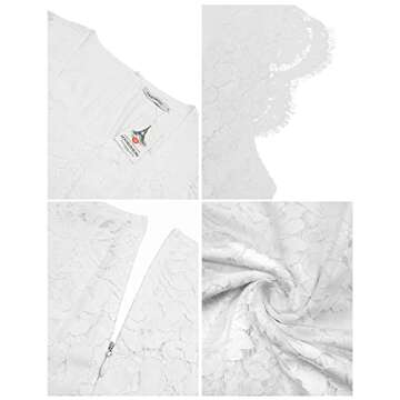 AOOKSMERY Women's Sleeveless Lace Floral Elegant Cocktail Dress Knee Length for Wedding Party Dresses White (M)