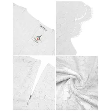 AOOKSMERY Women's Sleeveless Lace Floral Elegant Cocktail Dress Knee Length for Wedding Party Dresses White (M)