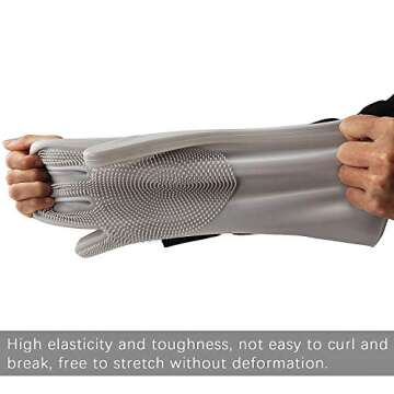 Magic washing Gloves, Reusable Silicone Dishwashing Gloves with Scrubbers for Kitchen, Bathroom Cleaning, Pet Hair Care, Car Washing, 1 Pair, Gray