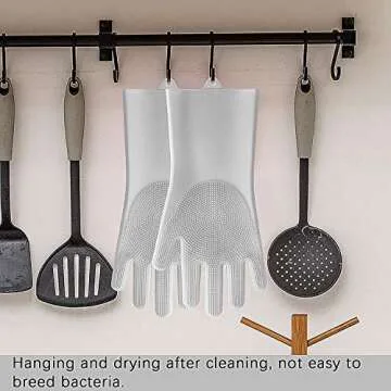 Magic washing Gloves, Reusable Silicone Dishwashing Gloves with Scrubbers for Kitchen, Bathroom Cleaning, Pet Hair Care, Car Washing, 1 Pair, Gray