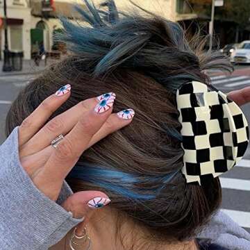 Ahoney 5 Pack Checkered Hair Clip Hair Barrettes for Women Cute Big Claw Clips Y2k Accessories Aesth...
