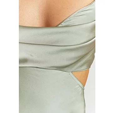 Fiemaoves Backless Satin Silk Maxi Dress for Wedding Guests