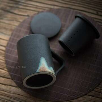 Japanese Style Pottery Teacup with Infuser - 9.2oz