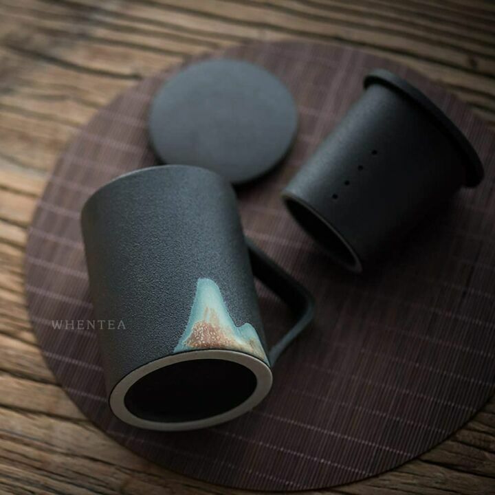 Japanese Style Pottery Teacup with Infuser - 9.2oz