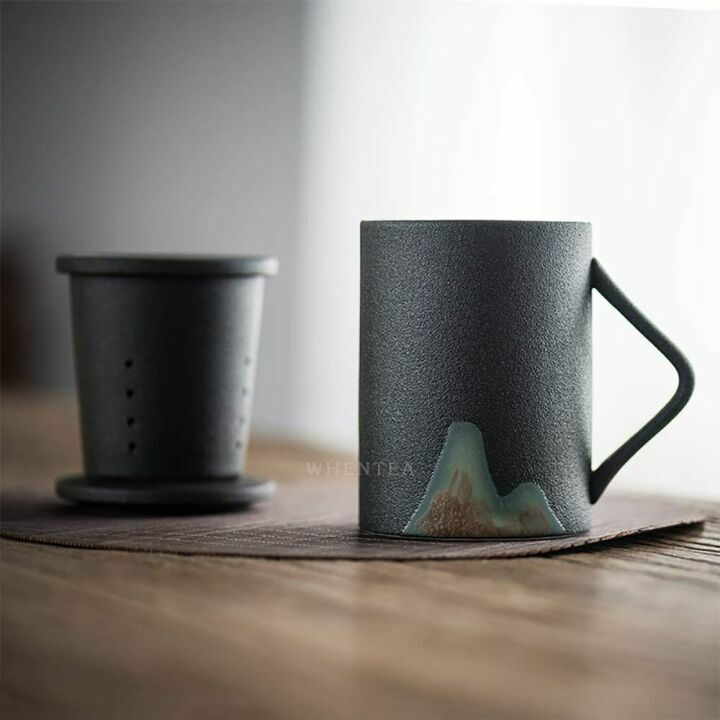 Japanese Style Pottery Teacup with Infuser - 9.2oz