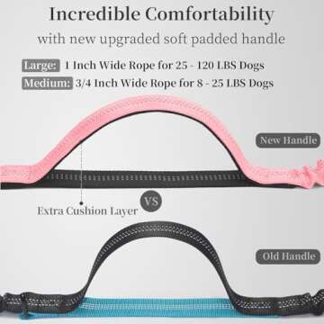 iYoShop Hands Free Dog Leash with Zipper Pouch, Dual Padded Handles and Durable Bungee for Walking, Jogging and Running Your Dog (Large, 25-120 lbs, Baby Pink)