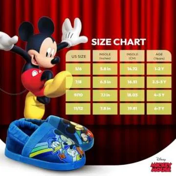 Disney Mickey Mouse Boys Slippers - Plush Lightweight Warm Comfort Soft Aline House Kids Shoes Slippers - Navy Multi (size 5-6 Toddler)