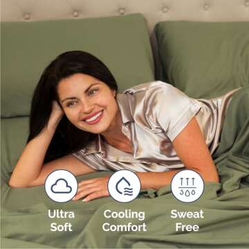 Queen Size 4 Piece Sheet Set - Comfy Breathable & Cooling Bed Sheets Set - Hotel Luxury Bedding for Women, Men, Kids & Teens - Deep Pockets, Easy-Fit, Super Soft & Wrinkle Free - Oeko-Tex - Sage Green