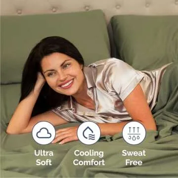 Queen Size 4 Piece Sheet Set - Comfy Breathable & Cooling Bed Sheets Set - Hotel Luxury Bedding for Women, Men, Kids & Teens - Deep Pockets, Easy-Fit, Super Soft & Wrinkle Free - Oeko-Tex - Sage Green