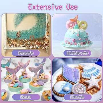 Elfkitwang Marine Theme Fondant Silicone Mold,Seashell,conch, Mermaid Tail,Seahorse,starfish,coral, DIY Handmade Baking Tools for Mermaid Theme Cake Decoration