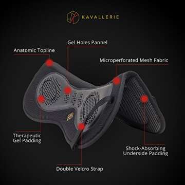 Kavallerie 3D Air-Mesh Half Pad, Impact Protection & Therapeutic Gel Padding English Saddle for Maximum Support and Stability, Best for Horses Under Saddle, Dressage, Jumping & Training
