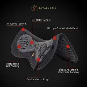 Kavallerie 3D Air-Mesh Half Pad, Impact Protection & Therapeutic Gel Padding English Saddle for Maximum Support and Stability, Best for Horses Under Saddle, Dressage, Jumping & Training