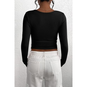 PRETTYGARDEN Women's Comfortable Long Sleeve Henley T-Shirt