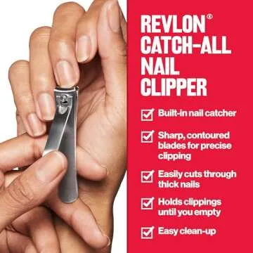 Revlon Catch-All Nail Clipper – Precision Grooming Tool with Built-in Catcher for Easy Cleanup