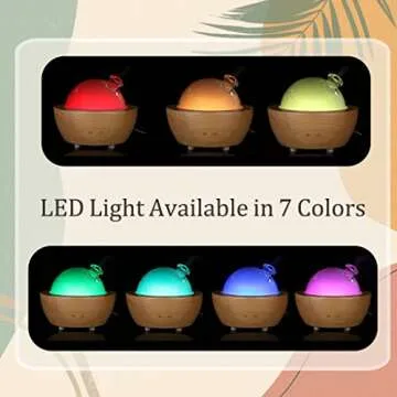 Glass Essential Oil Diffuser with Real Wood Base, 200ml Ultrasonic Aromatherapy Diffuser, Glass Dome Humidifier, LED Light Available in 7 Colors, Auto Shut-Off for Home Office Bedroom Gift