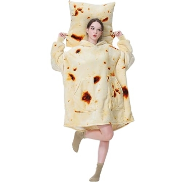 Aemicion Oversized Wearable Blanket,Cozy Hoodie Blanket,Warm Sherpa Sweatshirte Blanket Gifts for Women Men Adult-Burritos