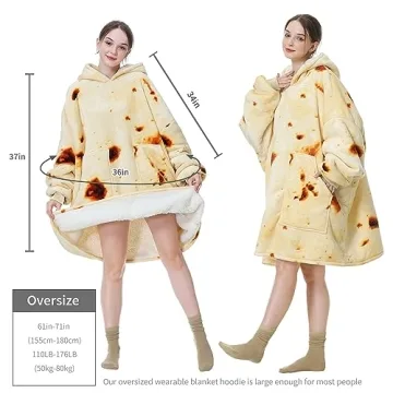 Aemicion Oversized Wearable Blanket,Cozy Hoodie Blanket,Warm Sherpa Sweatshirte Blanket Gifts for Women Men Adult-Burritos