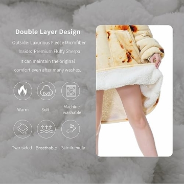 Aemicion Oversized Wearable Blanket,Cozy Hoodie Blanket,Warm Sherpa Sweatshirte Blanket Gifts for Women Men Adult-Burritos