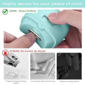 ZLDYPINK Electric Nail Clippers with LED Light, 2 Speeds Automatic Safety Fingernail Trimmer for for Baby, Kids, Seniors and Adult (Green)