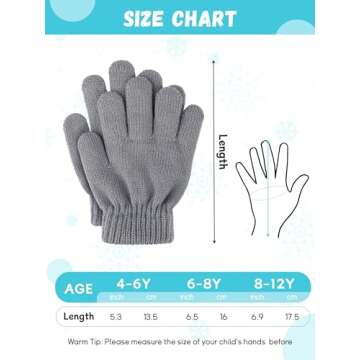 Glooarm 3 Pairs Kids Winter Gloves - Thick Cashmere Magic Gloves