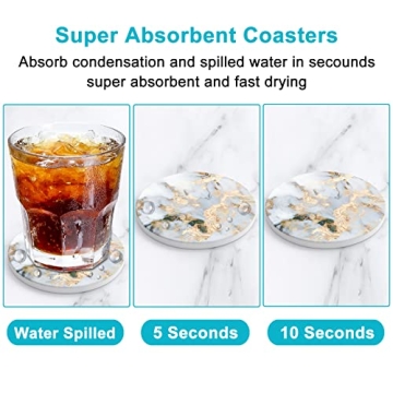 6-Piece Marble Absorbent Ceramic Coasters with Holder