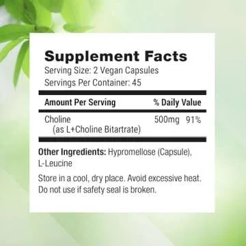 Nested Naturals 500mg Choline Bitartrate for Prenatal Health