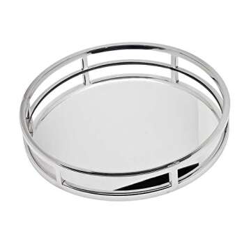 Godinger Decorative Tray, Perfume Tray, Vanity Tray, Round Home Decor Tray - Aspen Collection, Silver, 13"