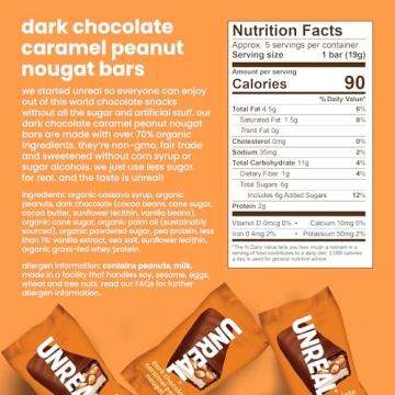 UNREAL Dark Chocolate Caramel Nougat Bars 3.4oz - Healthy Treat