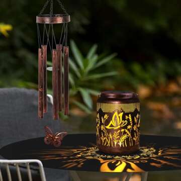 Shumi Butterfly Wind Chimes for Outside 34" Solar Wind Chimes for Women Men Memorial Gift for Mother...