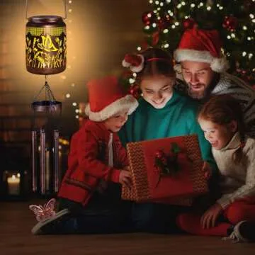 Shumi Butterfly Wind Chimes for Outside 34" Solar Wind Chimes for Women Men Memorial Gift for Mother Christmas Day Garden Decor Hanging Solar Lantern Outdoors Patio Yard