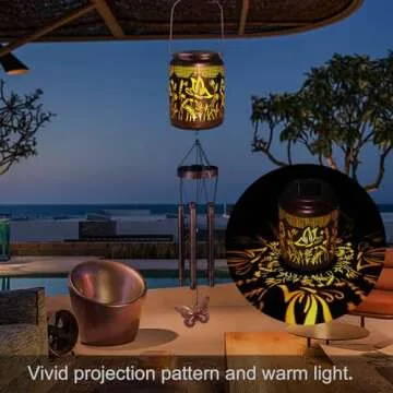 Shumi Butterfly Wind Chimes for Outside 34" Solar Wind Chimes for Women Men Memorial Gift for Mother Christmas Day Garden Decor Hanging Solar Lantern Outdoors Patio Yard