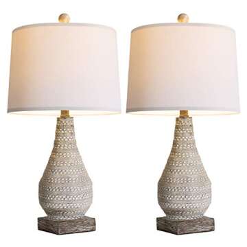 Rustic Retro Farmhouse Table Lamps - Set of 2