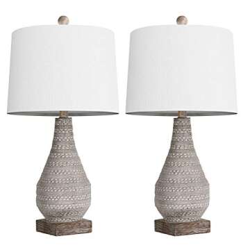 Rustic Retro Farmhouse Table Lamps - Set of 2