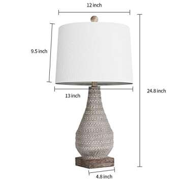 Rustic Retro Farmhouse Table Lamps - Set of 2