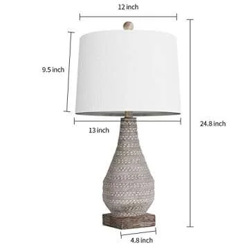 Rustic Retro Farmhouse Table Lamps - Set of 2