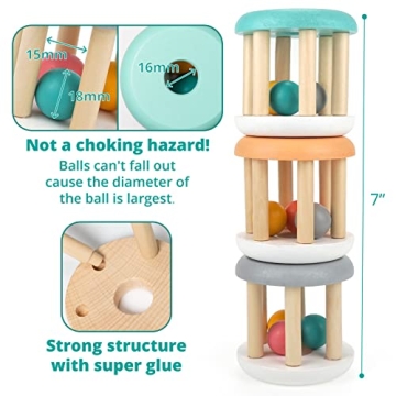Engaging Wooden Rattle Toy for Infants - Montessori Inspired