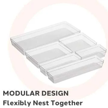 Oggi Clear Drawer Organizer - 6.25" X 15.75" - Ideal for Organizing Kitchen Drawers, Office, Desk, Silverware, Kitchen Utensils, Cosmetics and Bathrooms