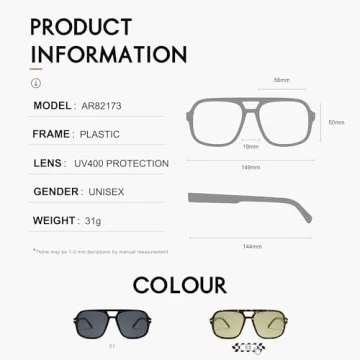 HERJOUR Retro Aviator Sunglasses 70s Vintage UV Protection