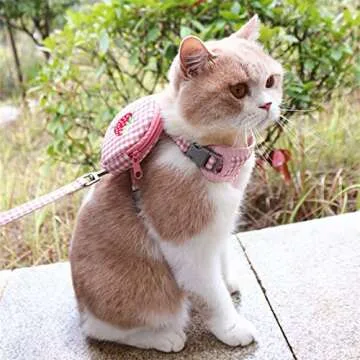 Yuehuam Pet Backpack Harness with Leash for Cat Small Dog Self Mini Carrier Back Pack Pocket Saddle Bags Puppy Bag with Training Lead Leash for Doggie Outdoor Travel Hiking Walking