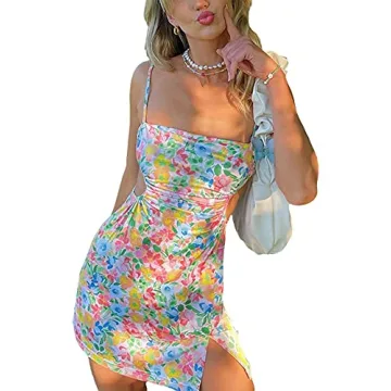 Women's Sexy Bodycon Sun Dress - Summer Spaghetti Strap Mini