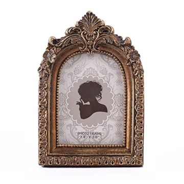 SIKOO Vintage Mini 2.5 × 3.5 Picture Frame Antique Small Ornate Table Top Wall Mounting Photo Frame...