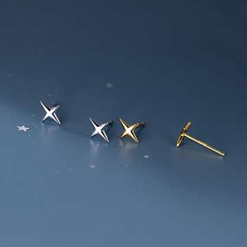 Minimalist Star Real 925 Sterling Silver Little Stud Earrings for Women Men Personzlied Tiny Small Cartilage Tragus Simple Post Pin Hypoallergenic Pierced Ear Jewelry Gifts Birthday Her Daughter Xmas 7mm (silver)