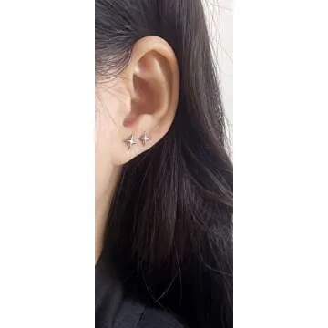 Minimalist Star Sterling Silver Stud Earrings for Women