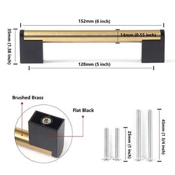 FULGENTE Golden Cabinet Pulls Brushed Brass Handles Stainless Steel Hardware for Kitchen Bathroom Wa...