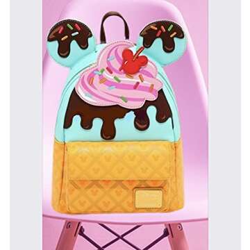 Loungefly x Disney Mickey and Minnie Mouse Sweets Ice Cream Mini Backpack
