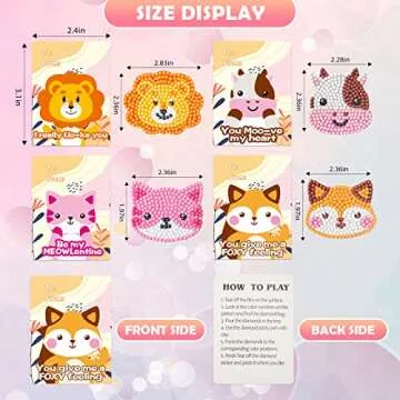 24 Pack Kid's Valentine's Day Cards with 5D Diamond Sticker Kits For Kids, Painting Craft Gift for Girls and Boys School Valentine Exchange Gift, Valentine's Party Favors Supplies & Art Activity