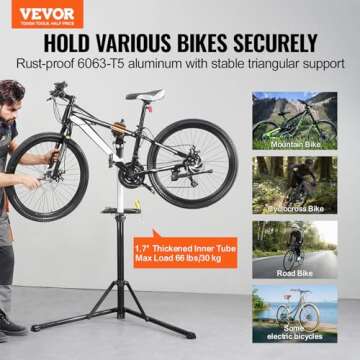 VEVOR Bike Repair Stand, 66 lbs Heavy-duty Aluminum Bicycle Repair Stand, Adjustable Height Bike Mai...